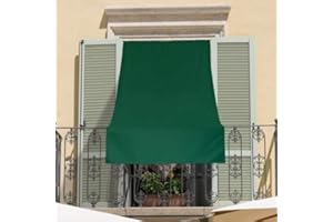Corredocasa Tenda da Sole a Tinta Unita o Righe da Esterno - Ideale per Balcone Veranda Terrazzo terrazzino casa con Anelli e Ganci Tessuto Resistente (140L x 250A cm (1 Pannelli), Verde)