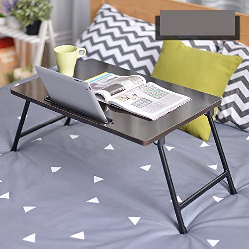 Folding table Folding Laptop Desk Table Stand, Computer Laptop Stand,Foldable Breakfast Tray,Notebook Laptop Desk ,Lazy Table Bed Desk，Carbon Steel Frame ，Portable Folding(40*60*30cm) ( Color : Black walnut-Card slot )