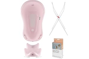 Hylat Baby Set bagno per bambini con telaio e seggiolino - per neonati e bambini - stabile e confortevole, colore: Rosa, tema:Hug Me