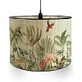 Morbuy Paralume A Tamburo 30x20 Cm Tessuto Con Uccelli - Per Lampade E27 Da Tavolo, Terra, Sospensione - Decorazione Casa