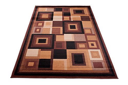 Designer Teppich Modern – Muster Karo Viereck in Braun – Top Wohnzimmer Design – Viele Größen Neuheit 200 x 300 cm - 6