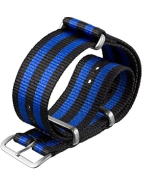G10 NATO ZULUDIVER® Blue Bond Uhrenarmband, Schwarz/Blau gestreift, Satin Schließen 18mm