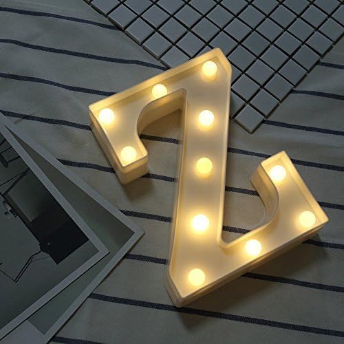 Plastic LED letter light logo, A-Z alphabet light, light word, birthday wedding party interior wall decoration letter light festive decoration letters party wedding (Z)