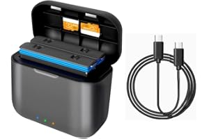 JOYSOG Compartiment de chargeur de batterie rapide pour appareil photo Insta360 X3, station de stockage de charge de batterie, affichage LED avec emplacements pour cartes SD Misro et câble USB de type