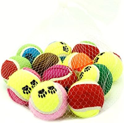 Tennis Balls For Dogs Set Of 12: Pet Toys For All Breeds And Sizes, Suitable To Play Fetch, Training, And Chewing, Colourful Paw Design, Strong Construction And Non-Toxic Materials