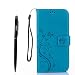 Produktbild Google Nexus 5X Hülle, Google Nexus 5X Schutzhülle, Alfort 3 in 1 Lederhülle Fashion Design Premium PU Leder Hohe Qualität Tasche Case Cover Kasten Abdeckung Wallet für Google Nexus 5X 5.2" Smartphone Funktion Standfunktion Unterstützte Telefone und Magnetverschluss mit Schmetterling ( Blau ) + Alfort Schwarz Stylus Pen + Netter Staub Stecker
