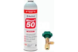 REPORSHOP Gas Refrigerante Orgánico Minus 50 Botella de 375 g para Sistemas con Gas R22, R404A, R407C y R502 con Válvula Incluida - Sustituto Freeze de Alta Eficiencia para Aire Acondicionado