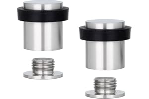 EVI Herrajes | Pack con 2 Fermaporte| Ø20 x 25 mm |Acciaio Inox Finitura Opaca con Gomma Nera di Silicone Naturale | Compresi utensile, vite + tassello di fissaggio| I-181