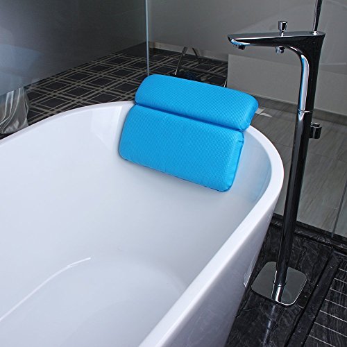 Angelbubbles Bad Kissen Badewannenkissen Starke Zurück Saugnäpfe Rutschfest Memory-Foam für Schulterhalsstütze (Blau) - 6