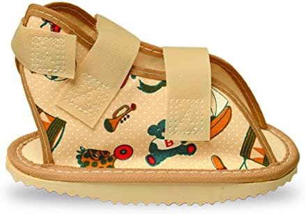 Kids Post Op Open Toe Cast Shoe, Made from Canvas upper with fun Teddy Bear print - non-slip rocker sole; Velcro fastening. Designed for children available in 2 sizes (XXXS (Length 12.5 - Width 9cm))