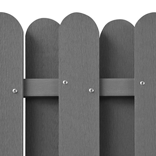 vidaXL WPC Gartenzaun Sichtschutzzaun Windschutz Zaun + Pfostenträger quadratisch Grau - 3