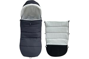 Colu Kid Chancelière universelle chaude pour poussette compatible avec Babyzen YOYO – Ajoutez un coussinet épais – Doublure douce et surface résistante aux éclaboussures – Lavable en machine (noir)