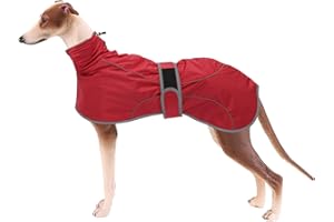 Geyecete Abrigo Invierno para Galgo, Impermeable Chaquetas Perro con forro Polar Cálido,Abrigo Whippet, Abrigo Lurcher,Térmico Chaquetas ideal para Perros Medianos y Grandes-Rojo-XXL