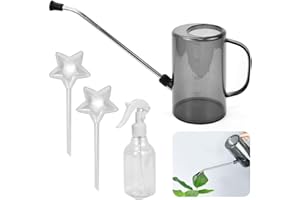 HEKOBAG Plant Watering Can Indoor, 1L Garden Watering Can with Stainless Steel Long Spout, 1 Fine Mist Spray Bottle & 2 Automatic Watering Globes for House Plants, Flowers, Succulents, Bonsai
