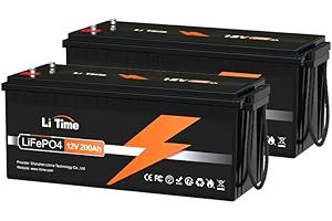 Litime 12V 200Ah LiFePO4 Lithium Battery with 2560Wh Energy Max. 1280W Load Power Built-in 100A BMS,10 Years Lifetime 4000+ Cycles, Perfect for RV Solar Energy Storage Marine Trolling Motor - 2 PACK