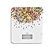 Produktbild ADE Digitale Küchenwaage KE 1720 Candy. Elektronische Waage mit buntem Aufdruck für die süße Küche. Präzise wiegen bis 5kg, auch für Flüssigkeiten. Zuwiegefunktion Tara, LCD-Display. Inkl. Batterie