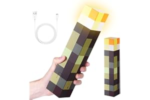 Ruioomeep Craft Lampe Torche, Torche 4 Couleurs, Lampe Murale en Forme de Torche 28cm, Lampes de Nuit Rechargeable, craft Éclairage Mural Cadeau pour Enfants, Pour cosplay, salon, salle de jeu