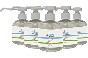 Vindi Désinfectant gel hydroalcoolique - Lot de 5 flacons pompe de 300ml - Fabrication Française - 76% d'alcool - Désinfection des mains - Virucide