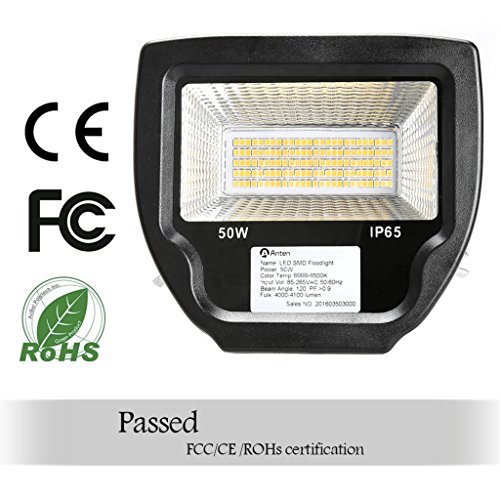Anten® LED Fluter 50W Außenstrahler Flutlicht Scheinwerfer Baustrahler wasserdicht Kaltweiß - 4