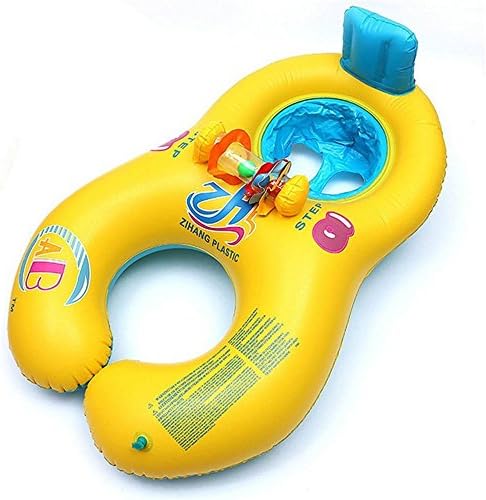 Qilerongrong Mother and Baby Safety Kids’ Swim Float, Soft Inflatable Kids Chair Seat Double Person Swimming Ring Pool Toys for Family Activities (Yellow)