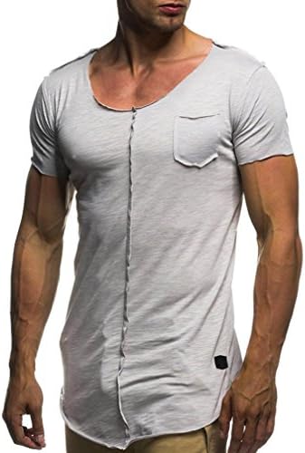 Sunday77 Men's T Shirt, Men Summer Casual Short Sleeve Sport Tops Fashion Plus Size Slim Fit Cotton Tank Blouse Personality Fitness Gym Tee Shirt for Men (M, Gray)