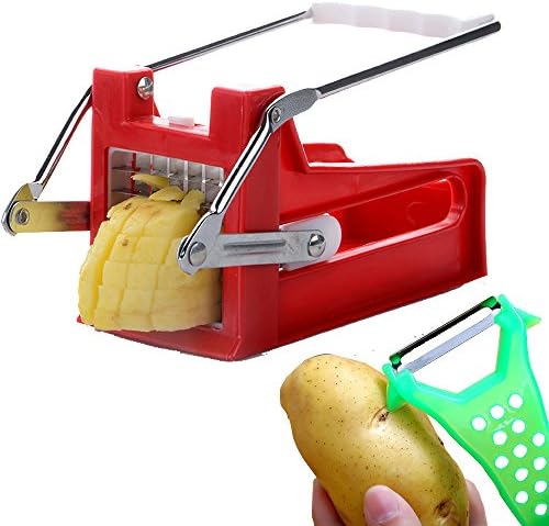 Potato Chipper / Chip Cutter Machine and Good Grips Peeler (red)