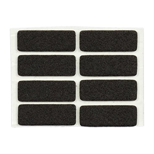 K.D.J. Brand Pattini Feltrini Pellicole Protettivi Tappetini di feltro di alta qualità di feltro trapuntato, cuadrati, marrone, 44 x 16 mm, 3 mm spessore, autoadesivi - 8 pezzi - Made in Germany