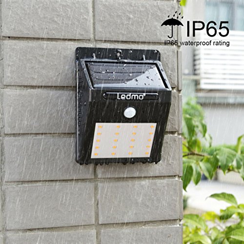 LEDMO® 2er Solarleuchten mit Super Hell LED, Warm Licht, 3 Intelligiente Modi, LED Solar Wandleuchte 2017 Neu Stil solarlampen gartenleuchten gartenlampen Außenwandleuchten - 2