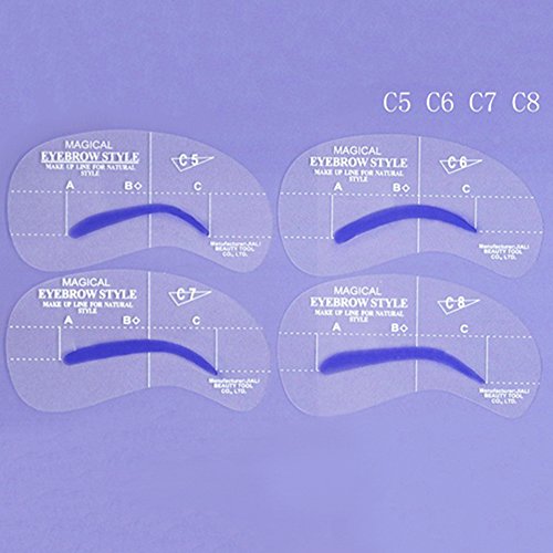 4 Styles Reusable Eyebrow Shaping Stencils Template Grooming Kit (C5-C8)