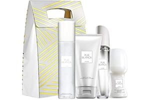 ‎AVON Avon Pur Blanca Parfumset 4 tlg. Eau de Parfum Spray/Bodylotion/Deoroller/Parfumroller blumig/frisch + goldene Geschenktasche