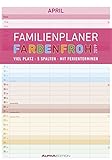 Familienplaner Farbenfroh 2019 - Familientermine / Familientimer (24 x 34) - mit Ferienterminen - 5 Spalten - Wandplaner by