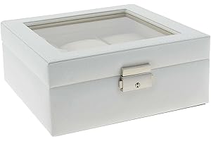 PAULA ALONSO PA Estuche Guarda Relojes para 6 Unidades de Esfera Grande con Cerradura Talla: U Color: BLANCO