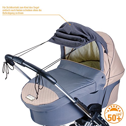 DIAGO Deluxe Sonnensegel Kinderwagen, grau - 3