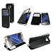 Produktbild Energmix® Flip-Cover Tasche Hülle mit Sichtfenster für das für Samsun Galaxy S7 EDGE G935F in Schwarz Wallet Book-Style Case Schale Etui Bag Zubehör @ Energmix