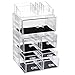 Produktbild Acryl Makeup Organizer Kosmetische Aufbewahrungsboxen mit 4 Abnehmbaren Trennwänden Kosmetik Organizer Schubladen für Lippenstift&Pinsel&Schmuck&Stiftung(7 Schubladen,D)