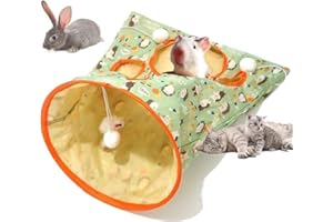 DONUBIIU Cat Tunnels for Indoor Cats, Cat Tunnel Bag, Collapsible Cat Tunnel Bed Rabbit Tunnel Crinkle Paper Interactive Cat Drill Bag Toys for Home Pet House (Green)