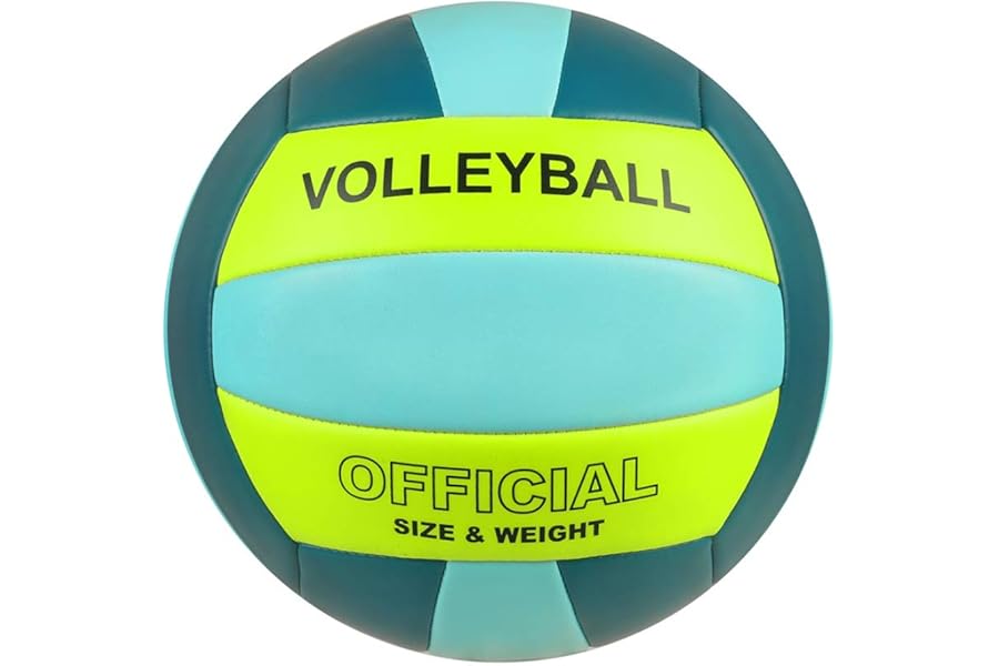 PECOGO Volleyball Size 5 PU Leather Soft Indoor Outdoor Volleyballs Sports Training Game Play Ball for Beginner, Teenager, Adult, 8.2