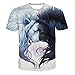 Produktbild Angebote,Neue Deals,Herren T-Shirt Ronamick Lustige Männer 3D Print Sommer Kurzarm Casual Kreativer Löwe Tee T-Shirts Top Bluse (Blau, XXL)
