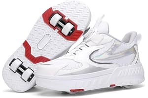 WOWEI Chaussures de Skateboard Fille Garçon Patins à roulettes Chaussures à roulettes Enfants Filles Patins de Skate à roulettes Sneakers Baskets 2 en 1 Chaussures de Sport avec Roues