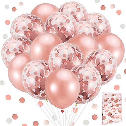 Tinabless 40 Pièces Rose Or Ballons Latex Confettis Ballons Fête Ballon pour Décorations d'anniversaire, Mariage Et Festival Fête (40pcs)