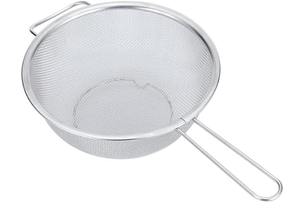 Grande passoire en acier inoxydable à mailles fines avec poignée robuste et base – 19,5 cm de diamètre (acier inoxydable)