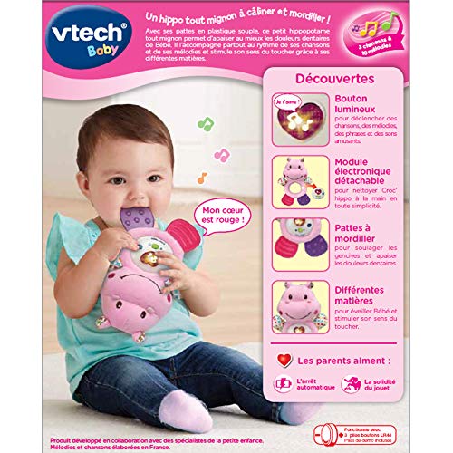 VTech- Croc' Hippo Rose Baby Jouet Premier Age, HOCHET, 80-502555 – Image 5