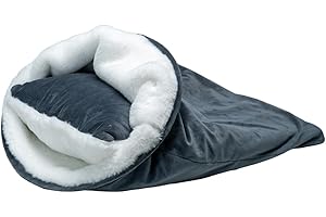 CStern Cama suave para gatos, mullida, lavable, semicerrada, para perros pequeños, gatos, conejos (gris)