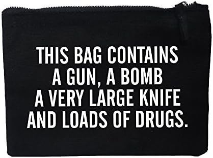 Hashtagstuff, women's casual cosmetic bag, toiletry bag with quote, DRUGS (Black) - HS008-08