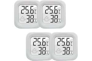 DAJASD Thermometer Hygrometer Innen 4 Stück Mini LCD Thermometer Digital Thermometer Hygrometer für Babyzimmer,Arbeitszimmer,Weinkeller,Wohnzimmer, Büro,Gewächshaus