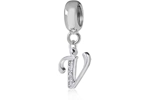 YIRONG JEWELRY Charm in argento Sterling 925 con ciondolo a forma di lettera dell'alfabeto, utilizzabile come iniziale o per formare parole, compatibile con bracciali Pandora V