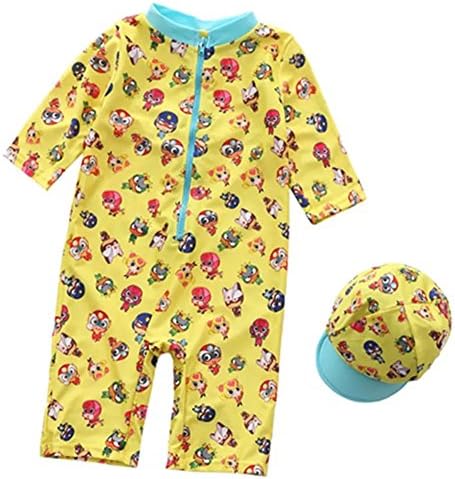 Zerci Baby Girls Boys Rash Guard Long Sleeve Swimming Costume With Swim Cap