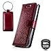 Produktbild Ferro Red - Premium Vintage Ledertasche Schutzhülle Wallet Case aus Echtesleder Nubukleder mit Kreditkarten / Notizen Fachern Farbe Rot von Surazo® Ferro Kollektion für Samsung Galaxy J5 2015 (J500)