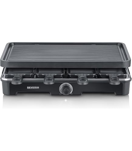 Alpina Coffret Raclette Gourmet Set 800W - Appareil à Raclette Et Grill Anti-Adhésif Inox Noir Pour 4 Personnes