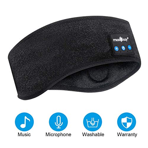 ink-topoint Bluetooth Headband, Sleep Headphones Wireless Music Headband Sports Sweatband Headset for Workout, Jogging, Yoga, Insomnia, Travel(Black,Flat) (curved headband)